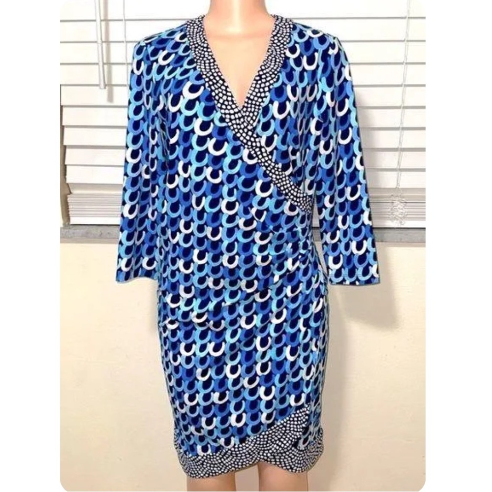 J. McLaughlin Blythe Faux Wrap Dress in Catalina Cloth Size Medium (like new)